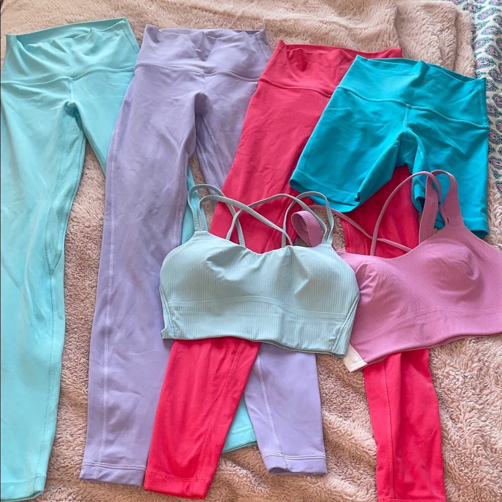Lululemon leggings, sports bras
